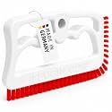 FUGINATOR® Grout Brush White/Red - Ergonomic Heavy Duty Cleaning Brush for Bathroom, Shower & Kitchen - Deep Detail Scrubber for Wall & Floor Tiles, Crevices & Tight Spaces - Made in Germany