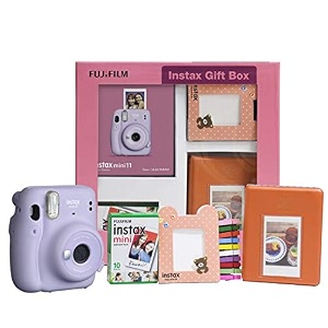 fujifilm instax mini 11 instant camera lilac purple gift box with 10 shots