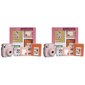fujifilm instax mini 11 instant camera blush pink gift box with 10 shots pack of 2