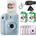 Fujifilm Instax Mini 12 Instant Camera Pastel Blue with Sandisk 32 GB USB Flash Drive + 40 Sheets Fujifilm Instax Mini Film and Sunshine Photo Microfiber Cleaning Cloth Bundle