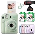 Fujifilm Instax Mini 12 Instant Camera Mint Green with Sandisk 32 GB USB Flash Drive + 40 Sheets Fujifilm Instax Mini Film and Sunshine Photo Microfiber Cleaning Cloth Bundle