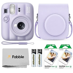 fujifilm instax mini 13 instant film camera dreamy purple bundle with caiul groovy case instax mini twin pack film 20 exposures automatic exposure close-up mode selfie mirror