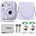 FUJIFILM INSTAX MINI 13 Instant Film Camera Dreamy Purple Bundle with Caiul Groovy Case, INSTAX Mini Twin Pack Film 20 Exposures, Automatic Exposure, Close-Up Mode, Selfie Mirror