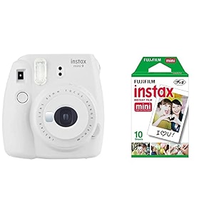 fujifilm instax mini 9 instant camera smokey white amp instax mini single pack 10 sheets instant film for fuji instant cameras