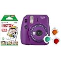 Fujifilm Instax Mini 9 Instant Camera (Clear Purple) &amp; Instax Mini Single Pack 10 Sheets Instant Film for Fuji Instant Cameras