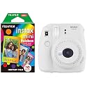 Fujifilm Instax Mini 9 Instant Camera (Smokey White) &amp; Instax Mini Rainbow Instant Film (Multi-Color, 10 Photos per Pack)