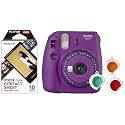 Fujifilm Instax Mini 9 Instant Camera (Clear Purple) &amp; Instax Mini Contact Film- 10 Exposures
