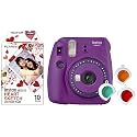 Fujifilm Instax Mini 9 Instant Camera (Clear Purple) &amp; Instax Mini Film Heart Sketch