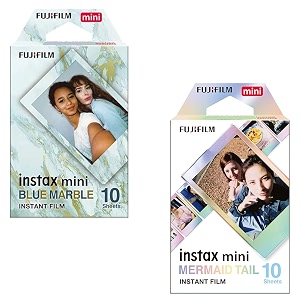fujifilm instax mini blue marble film - 10 sheets  instax mini mermaid film - 10 sheets