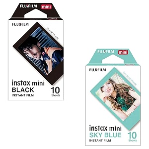 fujifilm instax mini instant film black 10 sheets  fujifilm mini instant film sky blue 10 sheets