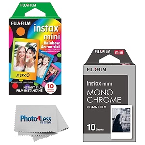 fujifilm instax mini instant film - monochrome 10 exposures  fujifilm instax mini instant film - rainbow 10 exposures