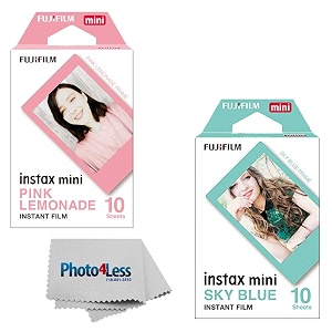 fujifilm instax mini pink lemonade film - 10 exposures  fujifilm instax mini sky blue film - 10 exposures