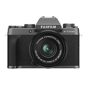 fujifilm x-t200 242 mp mirrorless camera with xc 15-45 mm lens aps-c sensor electronic viewfinder vari-angle lcd touchscreen faceeye af 4k video vlogging film simulations - dark silver