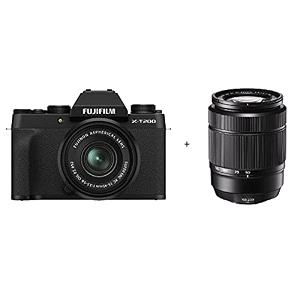 fujifilm x-t200 mirrorless camera body with 15-45 mm  50-230 mm dual lens kit - black