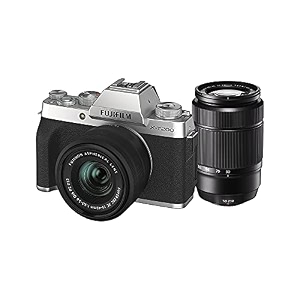 fujifilm x-t200 mirrorless camera body with 15-45 mm  50-230 mm dual lens kit - silver