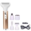Full-Body Cordless Electric Shaver for Women, Rechargeable Hair Removal Electric Razor USB Charging 5 in 1 Painless Shaver for Bikini Women Area, Nose, Armpit, Arm, Leg Hair Trimmer (Gold)
