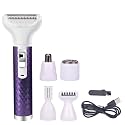 Full-Body Cordless Electric Shaver for Women, Rechargeable Hair Removal Electric Razor USB Charging 5 in 1 Painless Shaver for Bikini Women Area, Nose, Armpit, Arm, Leg Hair Trimmer (Purple)