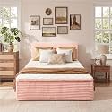 Full Boneless Bed Frame with Mattress, 16 Inch Memory Foam Mattress with Plush Fabric Upholstered Bed Frame Platform, No Assembly Required,Cool Night &amp; Relieve Pressure with Medium Support, Pink