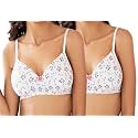 Full Coverage Cotton Printed White Bra Combo