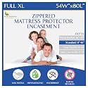 Full Extra Long (XL) Mattress Protector Zippered Waterproof Encasement Hypoallergenic Premium Quality Cover Protects Against Dust Allergies White