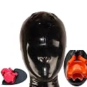 Full Face Mask Latex with Zipper, Latex Silicone Gag &amp; Nasal Tube Mask for Party, Cosplay, Holiday