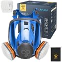 Full Face Respirator Mask with 2 A1 Organic Vapor Filters & 8 P2 Dust Filters, RF-610 Reusable Respirator for Dust,Gas,Painting, Resin, Chemical,Sanding, Renovation