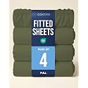 Full Fitted Bed Sheet - Pack of 4 Single Fitted Sheet Only - Sage Green