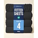 Full Fitted Bed Sheet - Pack of 4 Single Fitted Sheet Only - Black