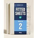 Full Fitted Sheet - Pack of 2 Single Fitted Bottom Sheet Only - Off White