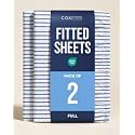 Full Fitted Sheet - Pack of 2 Single Fitted Bottom Sheet - Blue Stripes