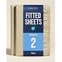 Full Fitted Sheet - Pack of 2 Single Fitted Bottom Sheet Only - Beige
