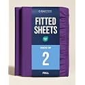 Full Fitted Sheet - Pack of 2 Single Fitted Bottom Sheet Only - Purple
