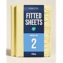 Full Fitted Sheet - Pack of 2 Single Fitted Bottom Sheet Only - Yellow