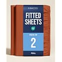 Full Fitted Sheet - Pack of 2 Single Fitted Bottom Sheet Only - Terracotta