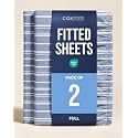 Full Fitted Sheet - Pack of 2 Single Fitted Bottom Sheet - Blue Stripes