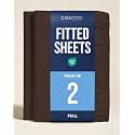 Full Fitted Sheet - Pack of 2 Single Fitted Bottom Sheet Only - Brown