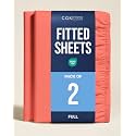 Full Fitted Sheet - Pack of 2 Single Fitted Bottom Sheet Only - Coral