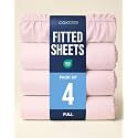 Full Fitted Sheet - Pack of 4 Single Fitted Bottom Sheet - Lavender Pink