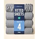 Full Fitted Sheet - Pack of 4 Single Fitted Bottom Sheet - Heathered Grey