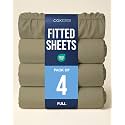 Full Fitted Sheet - Pack of 4 Single Fitted Bottom Sheet Only - Khaki