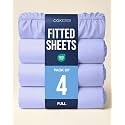 Full Fitted Sheet - Pack of 4 Single Fitted Bottom Sheet Only - Lavender