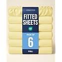 Full Fitted Sheet - Pack of 6 Single Fitted Bottom Sheet Only - Yellow