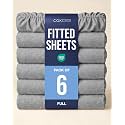 Full Fitted Sheet - Pack of 6 Single Fitted Bottom Sheet - Heathered Grey