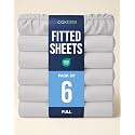 Full Fitted Sheet - Pack of 6 Single Fitted Bottom Sheet Only - French Grey