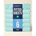Full Fitted Sheet - Pack of 6 Single Fitted Bottom Sheet Only - Spa Blue