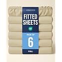 Full Fitted Sheet - Pack of 6 Single Fitted Bottom Sheet Only - Beige