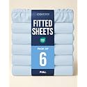 Full Fitted Sheet - Pack of 6 Single Fitted Bottom Sheet Only - Sky Blue
