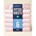 Full Fitted Sheet - Pack of 6 Single Fitted Bottom Sheet Only - Baby Pink