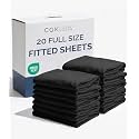 Full Fitted Sheet - Single Fitted Sheet Only - 8-16" Deep Pockets - Black
