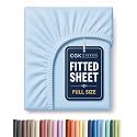 Full Fitted Sheet - Single Fitted Sheet Only - Deep Pockets - Light Blue
